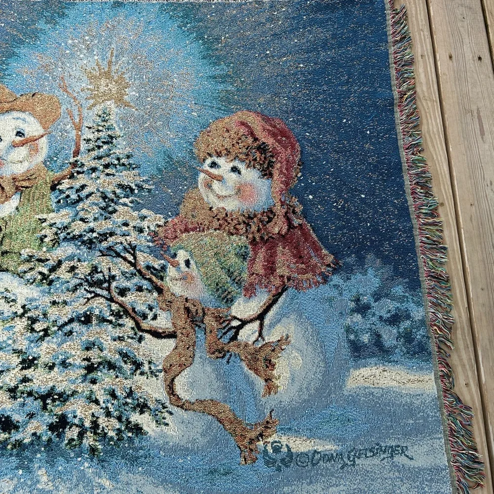 Dona Gelsinger Snowman Family  Tapestry Throw Blanket 50 X‎ 60 Metallic